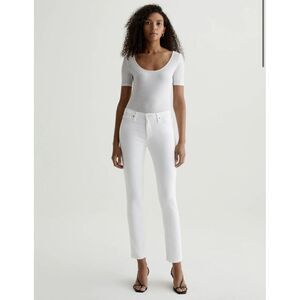 AG Adriano Goldschmied Jeans Womens 4 Prima Ankle Pintucked White w/ribbed sides